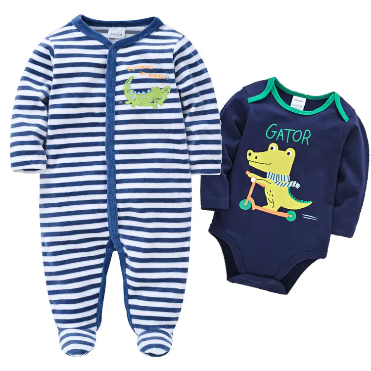 Cozy Velvet Baby Romper Set – Multiple Styles