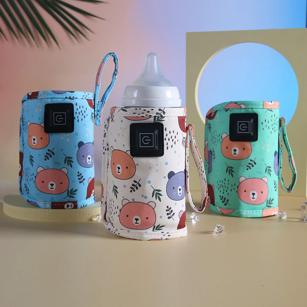 Baby bottle warmer with insulation cover, adjustable temperature, USB heating, suitable for outdoor use