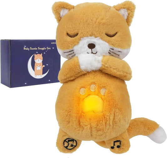 MOFUSAN Breathing Cat Plush – Calming Lights & Lullabies for Kids