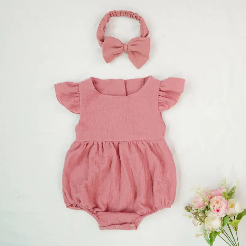 Chic Cotton Ruffle Romper for Babies