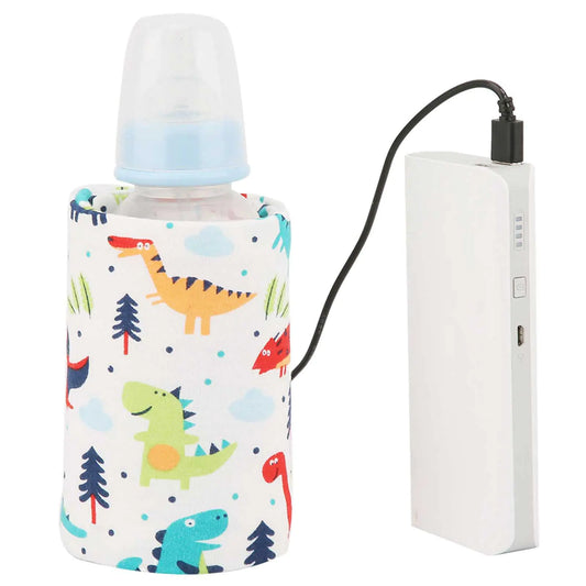 Portable USB Baby Bottle Warmer Bag – Dinosaur Print