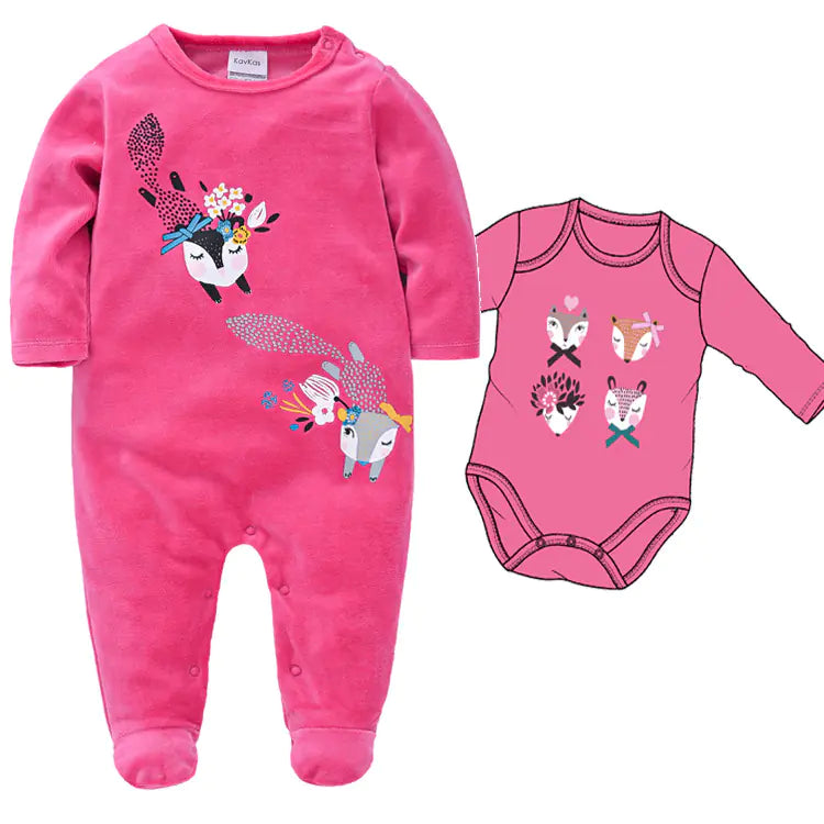 Cozy Velvet Baby Romper Set – Multiple Styles