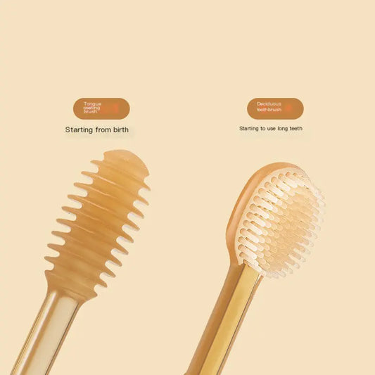 Silicone Baby Toothbrush Set with Tongue Cleaner & Travel Case