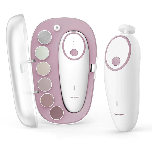 💅 CozyClip™ Rechargeable Baby Nail File – 7 Heads + Night Light (Pink)