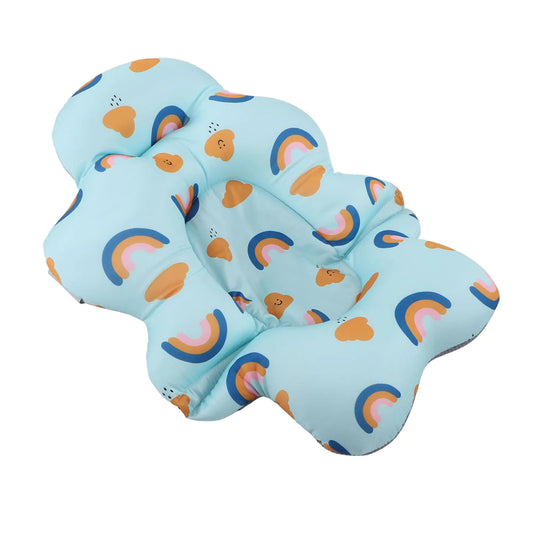 CloudCuddle™ Baby Bath Cushion – Blue Rainbow