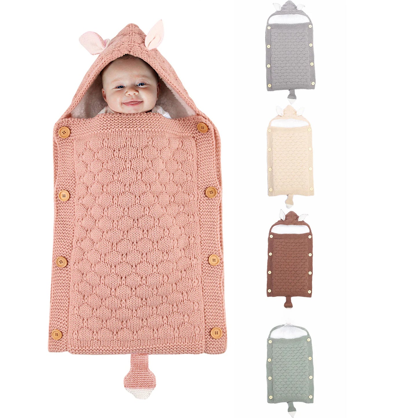 Kindora Knit Sleep Sack — Baby Swaddle with Rabbit Ears