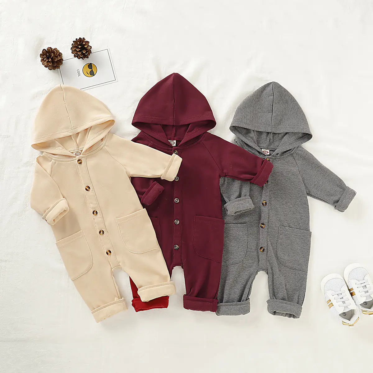 ❄️ Cozy Hooded Onesie – Autumn/Winter Baby Outfit