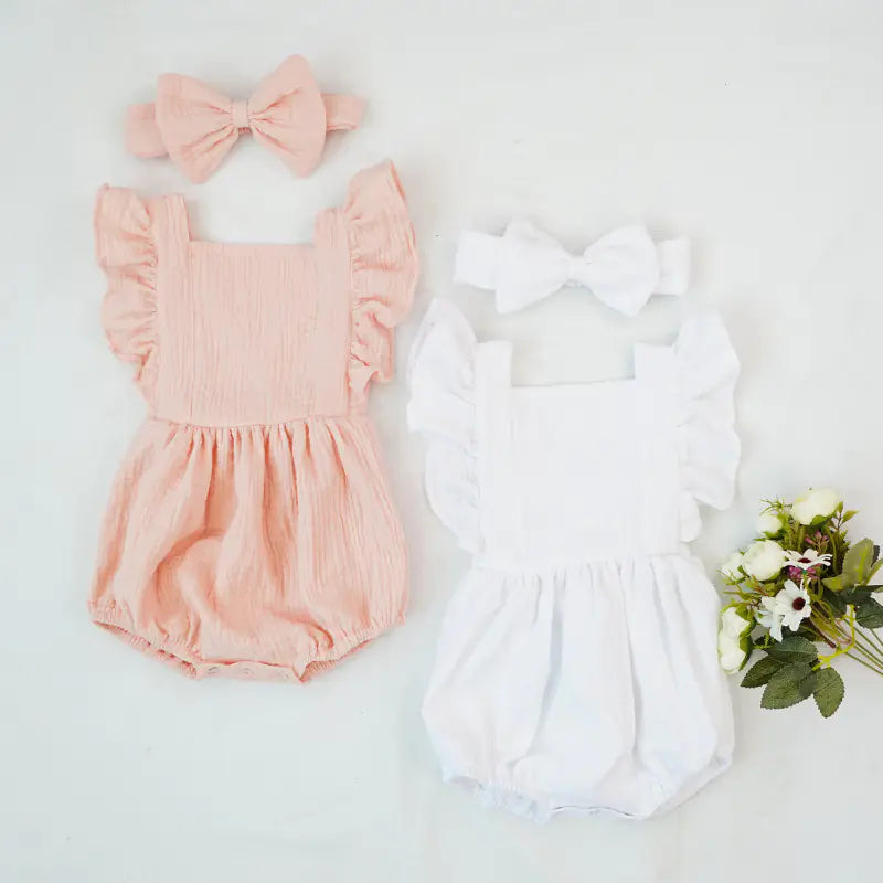 Chic Cotton Ruffle Romper for Babies