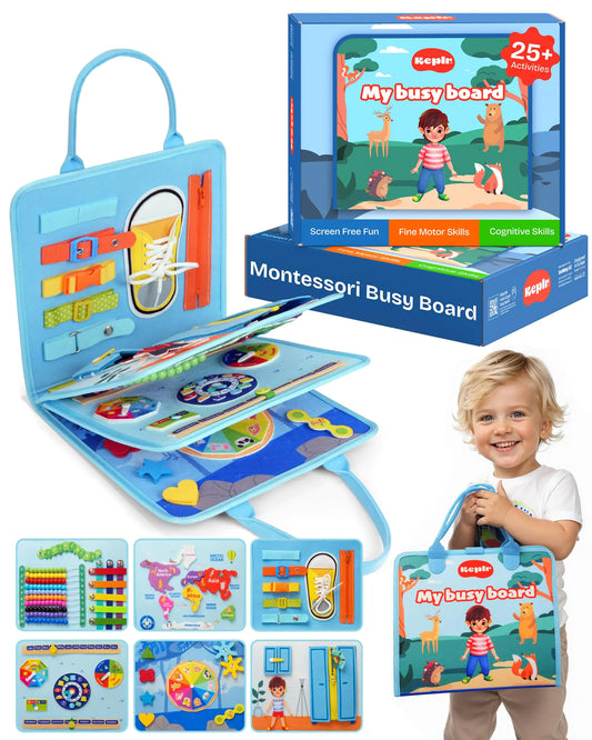 🧠 Montessori Busy Board Toy for Toddlers – Fine Motor Activity Book