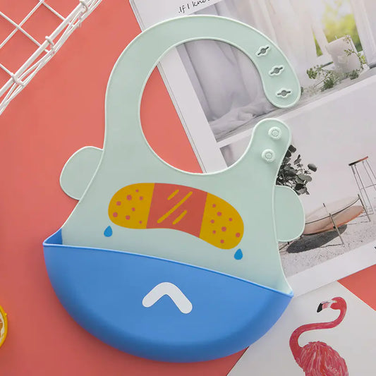 🌈 Silicone Baby Eating Bib – Fun, Flexible & Mess-Free!