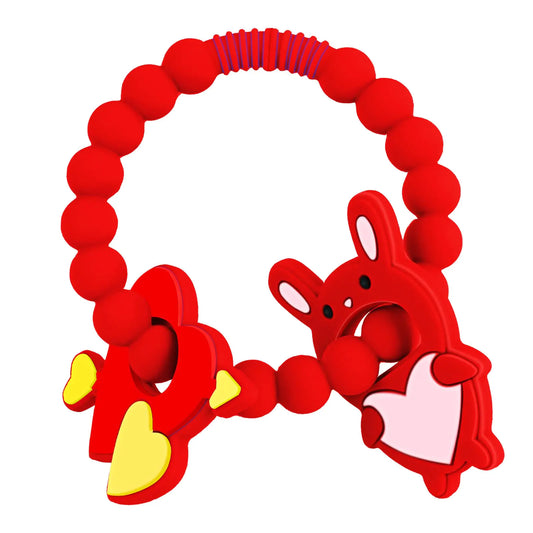 ❤️ Baby Teething Bracelet with Bunny & Heart Charms