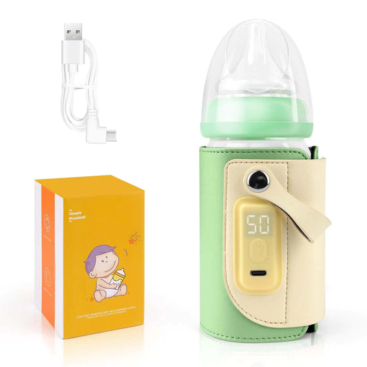 🍼 Green Portable Baby Bottle Warmer with Temperature Display