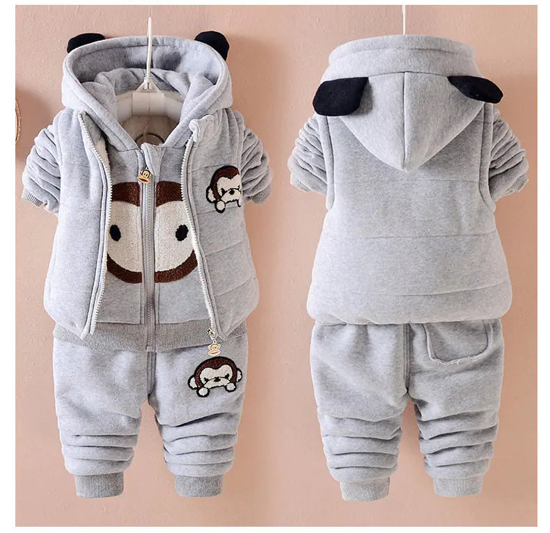 🧸 Cozy Seasonal Kids' Outfit Set – 3-Piece Warm Vest & Pants