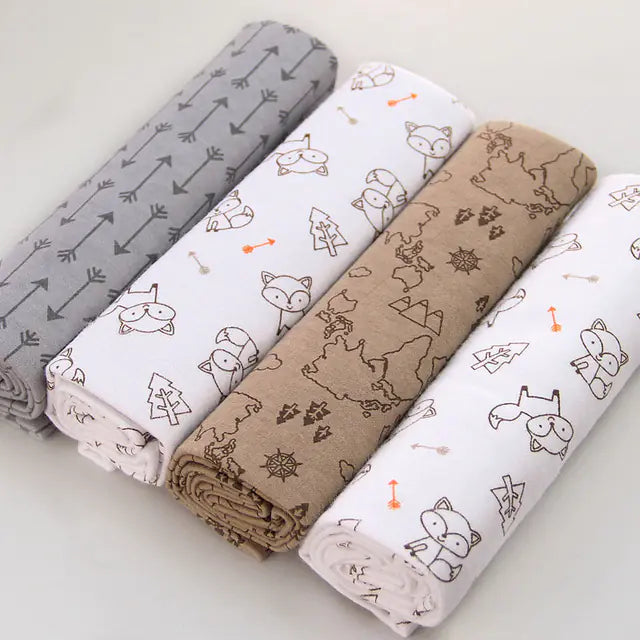 Kindora FloraDream Blanket Set — 4-Piece Cotton Flannel Baby Wraps