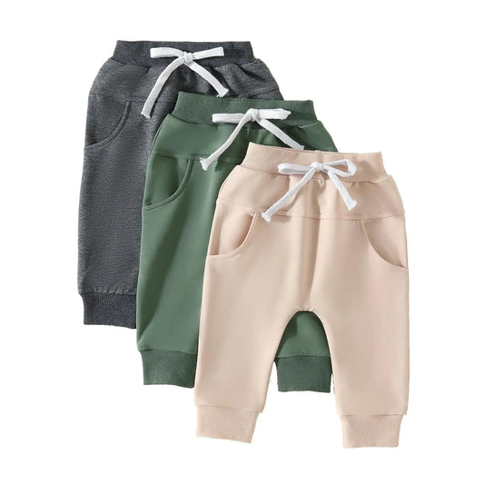 Kindora Baby Outfit Set — Solid Color 3-Piece Pants Set