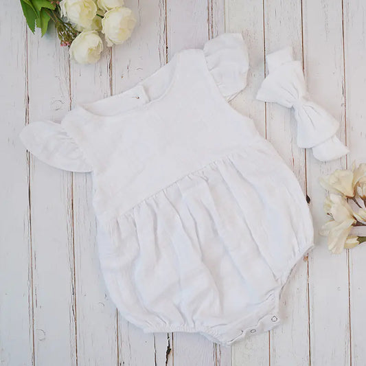 Chic Cotton Ruffle Romper for Babies