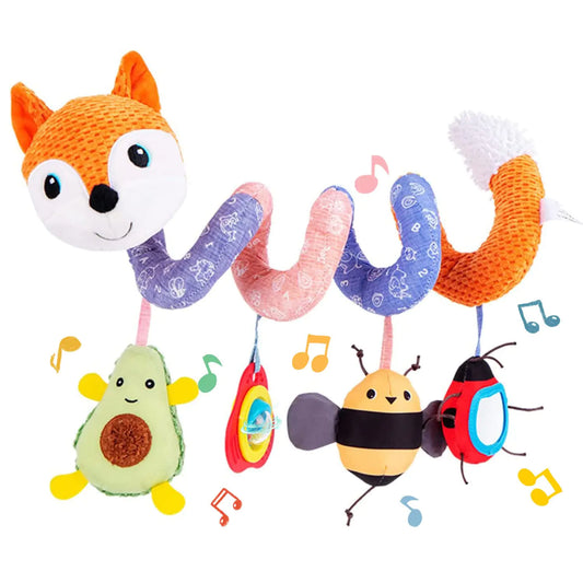 🦊 Koty Spiral Activity Toy – Orange Fox Plush for Stroller, Car Seat & Crib