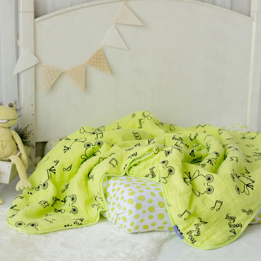 🐸 FroggySnuggle Organic Cotton Baby Blanket