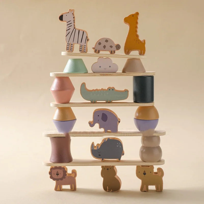 Montessori Wooden Animal Balance Stackers β Educational Toy for Toddlers
