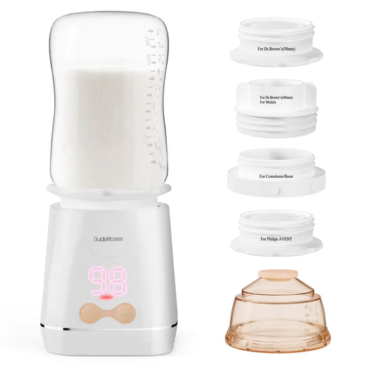 Bottle Warmer Portable Bottle Warmer for Travel with 4 Adapters Rechargeable Fast Heating Baby Bottle Warmer with Precise Temperature Selection for Baby Breastmilk Water Formula