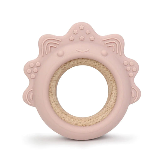 DinoGrip™ Silicone Baby Teether with Wooden Ring