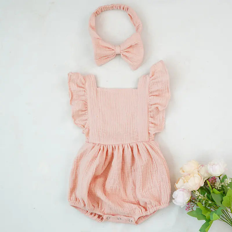 Chic Cotton Ruffle Romper for Babies