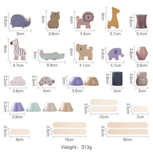 Montessori Wooden Animal Balance Stackers – Educational Toy for Toddlers