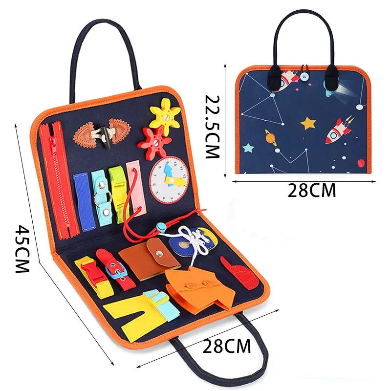 Kindora Montessori Busy Board — Travel Learning Activity Toy