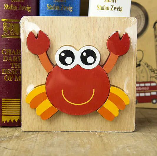 🐸 3D Wooden Animal Puzzle – Educational Learning Toy for Toddlers