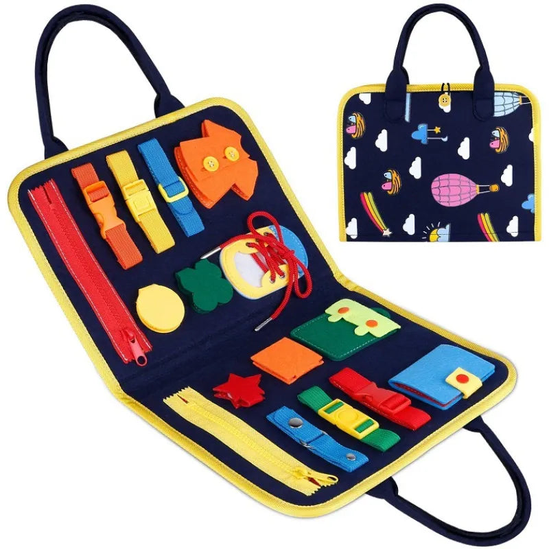 Kindora Montessori Busy Board — Travel Learning Activity Toy