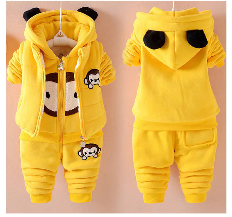 🧸 Cozy Seasonal Kids' Outfit Set – 3-Piece Warm Vest & Pants