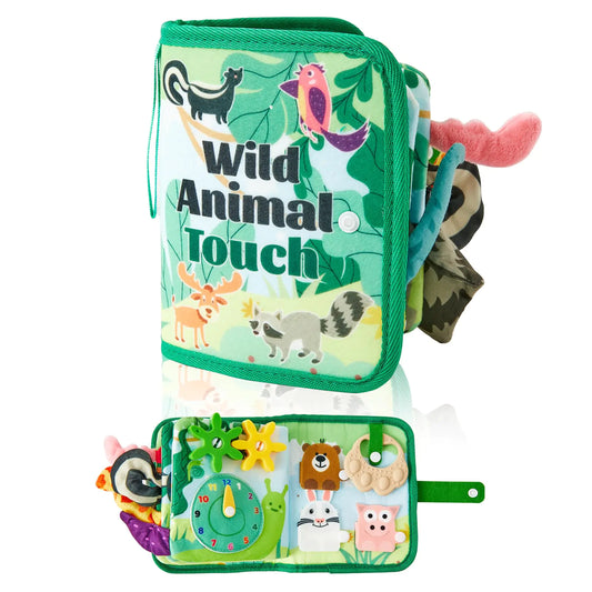 🦁 Animal Friends Sensory Baby Book – Soft Cloth Crinkle Book for Early Learning