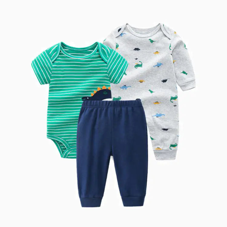 Adorable 3-Piece Baby Outfit Set – Comfy Romper, Onesie & Pants (Spring & Autumn)