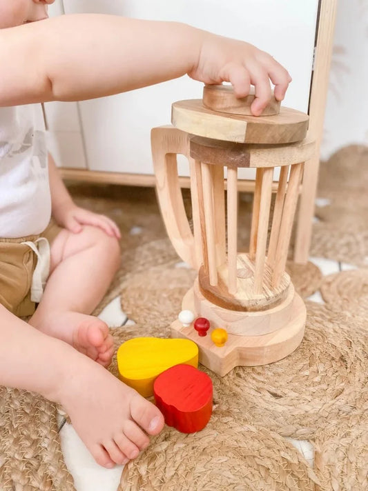 Kindora Wooden Blender Toy — Montessori Pretend Play Kitchen