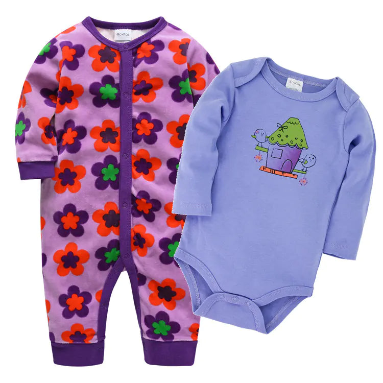 Cozy Velvet Baby Romper Set – Multiple Styles