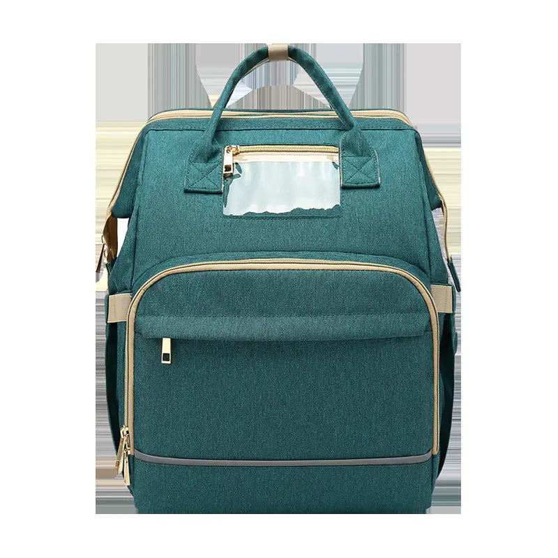 Kindora™ Mommy & Baby Travel Bag – Spacious Diaper Backpack with Portable Foldable Crib