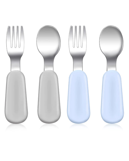 Stainless Steel Toddler Utensils – 4-Piece Baby Spoon & Fork Set