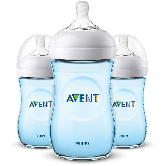 Philips Avent Natural Baby Bottles – 9oz, 3-Pack (Blue)