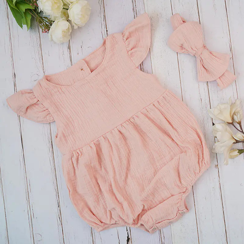 Chic Cotton Ruffle Romper for Babies