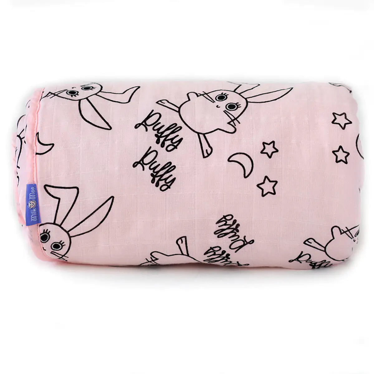 Soft Cotton Bunny Print Swaddle Blanket – Pink (Milk & Moo)