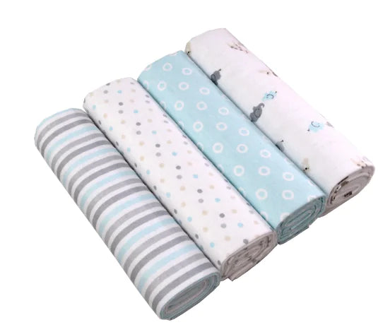 Kindora FloraDream Blanket Set — 4-Piece Cotton Flannel Baby Wraps