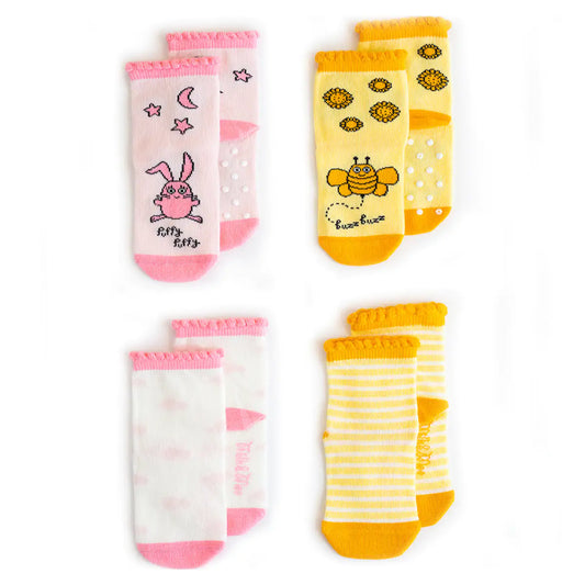 🧦 Sunny Bee Baby Sock Set – 4 Pieces