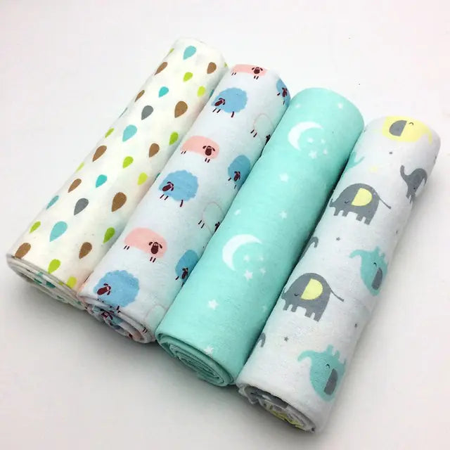 Kindora FloraDream Blanket Set — 4-Piece Cotton Flannel Baby Wraps