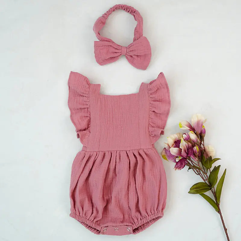 Chic Cotton Ruffle Romper for Babies