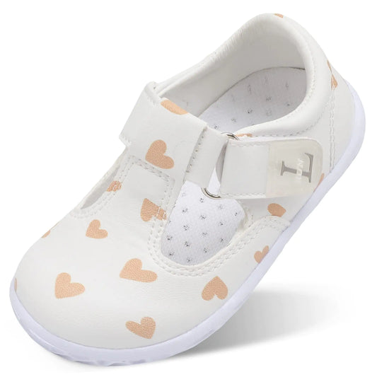 L-RUN Toddler Mary Jane Shoes – White with Hearts