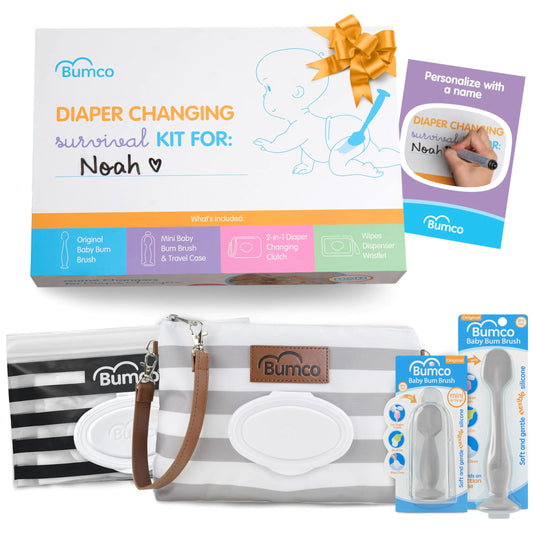 Bumco Deluxe Diaper-Changing Kit – Custom Gift Set with Brushes & Clutch
