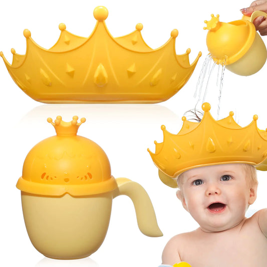 Kindora Baby Shower Crown — Adjustable Shampoo Rinser Cap (Yellow)