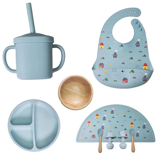Silicone Baby Feeding Essentials Set – Sky Blue