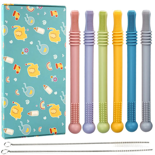 Teething Straw Set (8-Pack) + Case