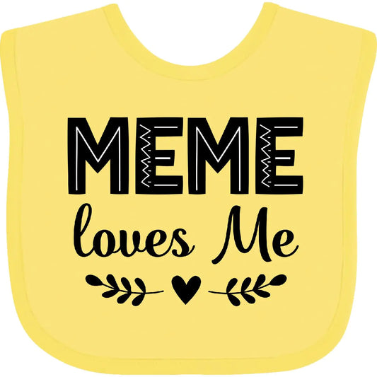 💛 Sunshine Yellow Baby Bib – “Loved by Meme”